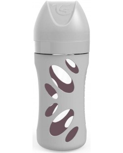 Γυάλινο μπουκάλι κατά των κολικών Twistshake - Γκρί,260 ml
