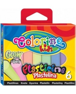 Φωτιζόμενη πλαστελίνη Colorino Kids - Glow in the Dark,6 χρώματα