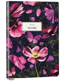 Σημειωματάριο Victoria's Journals Florals - Λουλούδια, А6, πλαστικό εξώφυλλο,  διακεκομμένες σελίδες, 96 φύλλα