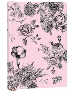 Σημειωματάριο Victoria's Journals Florals - Ροζ και μαύρο, πλαστικό εξώφυλλο, με γραμμές, 96 φύλλα, A5