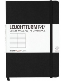 Σημειωματάριο Leuchtturm1917 Medium A5 - Μαύρες σελίδες με γραμμώσεις