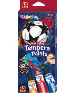 Χρώματα τέμπερας Colorino - Football, 12 χρώματα x 12 ml, σε σωληνάριο