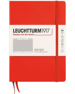 Σημειωματάριο Leuchtturm1917 New Colours - А5, τετράγωνες σελίδες, Lobster, σκληρόδετο