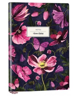 Σημειωματάριο Victoria's Journals Florals - Λουλούδια, πλαστικό κάλυμμα, διακεκομμένες σελίδες, 96 φύλλα, А5