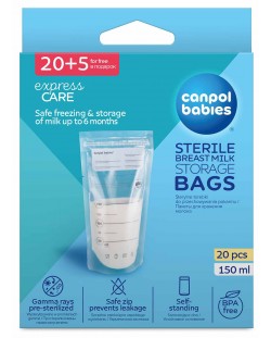 Σακούλες αποθήκευσης μητρικού γάλακτος Canpol, 20 τεμάχια