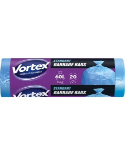 Σακούλες απορριμμάτων Vortex - Standard, 60 l, 20 τεμάχια, μπλε