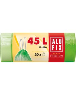 Σακούλες σκουπιδιών με κορδόνια  ALUFIX - 45 l, 20 τεμάχια, πράσινο