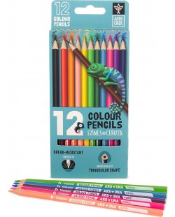Χρωματιστά τριγωνικά μολύβια Ars Una - 12 χρωμάτων