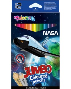 Χρωματιστά μολύβια Colorino - Jumbo Nasa, 12 χρωμάτων