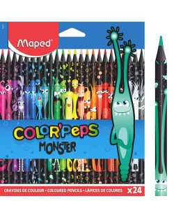 Χρωματιστά μολύβια Maped Color Peps - Monster, 24 χρώματα
