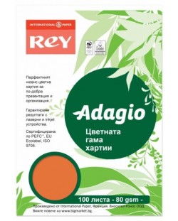 Έγχρωμο χαρτί αντιγραφής Rey Adagio - Orange, A4, 80 g, 100 φύλλα