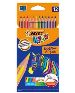 Χρωματιστά μολύβια BIC Evolution Stripes - 12 χρώματα