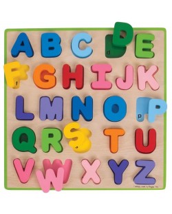 Πολύχρωμο ξύλινο παζλ Bigjigs - Αγγλικό αλφάβητο
