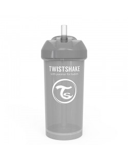 Κύπελλο μωρού με καλαμάκι Twistshake Straw Cup - Γκρι, 360 ml