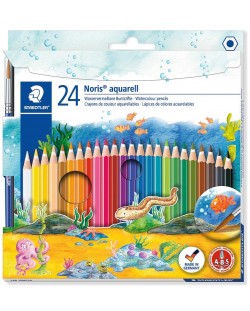 Μολύβια ακουαρέλα Staedtler Noris Aquarell 144 - 24 χρώματα, με πινέλο