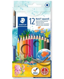 Μολύβια ακουαρέλα Staedtler Noris Aquarell 144 - 12 χρώματα, με πινέλο