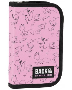 Σχολική κασετίνα  BackUP - Pink Fox, 1 φερμουάρ