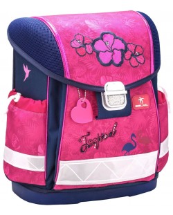 Σχολική τσάντα-κουτί Belmil - Tropical Pink, με σκληρό πάτο και 1 τμήμα