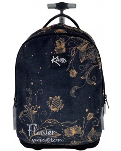 Σχολική τσάντα με ρόδες Kaos 2 σε 1 - Flower Passion