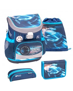 Μαθητικό σετ   Belmil - Race Blue, σακίδιο πλάτης, 2 κασετίνες και μια τσάντα