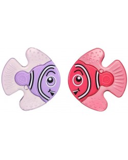 Καταπραϋντικά μασήματα με δροσιστική δράση Vital Baby -Ψάρι, 2 τεμάχια, μωβ και ροζ