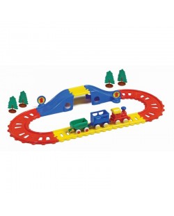 Σιδηροδρομική γραμμή με γέφυρα για τρένου Viking Toys,21 αντικείμενα