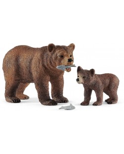 Σετ φιγούρες Schleich Wild Life - Μάνα Αρκούδα γκρίζλι με το μικρό της