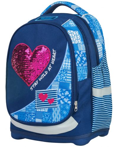 Σχολική τσάντα Target Petit Red Denim Heart - με 2 όψης - 1