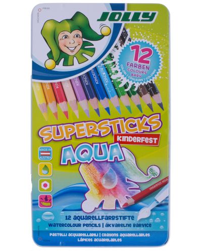 Χρωματιστά μολύβια ακουαρέλας Jolly Kinder Aqua - 12 χρώματα - 1