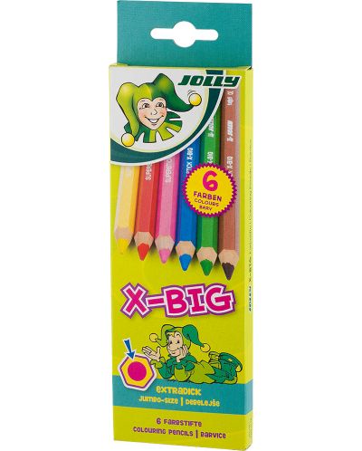 Σετ χρωματιστά μολύβια Jolly X-Big - 6 χρώματα - 1