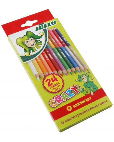 Σετ χρωματιστά μολύβια Jolly Crazy - Διπλής όψης, 12 x 2 χρώματα - 1