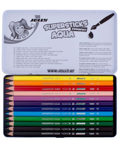 Χρωματιστά μολύβια ακουαρέλας Jolly Kinder Aqua - 12 χρώματα - 2