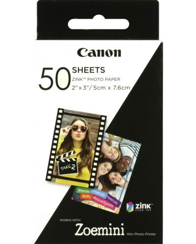 Χαρτί φωτογραφιών Canon - Zink 2x3", за Zoemini,50 τεμάχια - 1