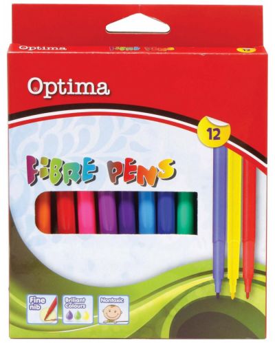 Χρωματιστοί μαρκαδόροι Optima - 12 χρώματα - 1
