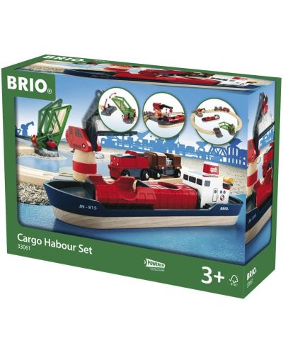Σετ Brio - Τρένο με ράγες και αξεσουάρ, Εμπορικό λιμάνι, 16 τεμάχια - 1