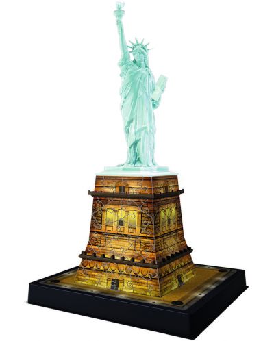 3D παζλ Ravensburger 108 κομμάτια - Το Άγαλμα της Ελευθερίας τη νύχτα, φωσφορίζει - 2