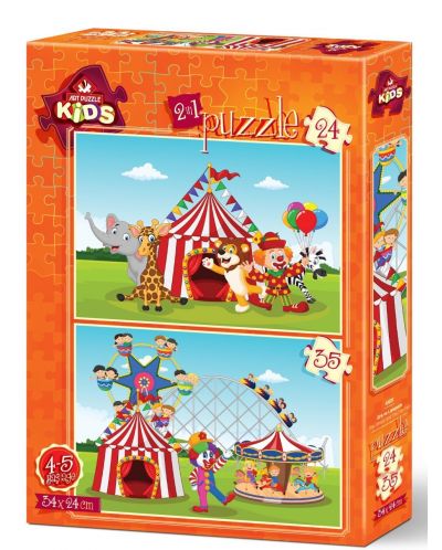 Παζλ Art Puzzle 2 σε 1 - Το τσίρκο και το διασκεδαστικό πανηγύρι  - 1