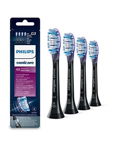 Ανταλλακτικές Κεφαλές 4 τεμάχια Philips Sonicare G3 Premium Gum Care - HX9054/33,Μαύρες  - 1