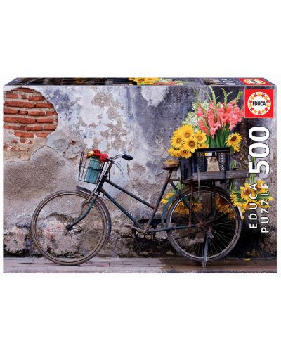Παζλ Educa 500 κομμάτια - Ποδήλατο με Λουλούδια - 1