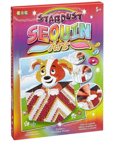 Δημιουργικό σετ KSG Crafts Sequin Art Stardust - Τέχνη με πούλιες και γλίτερ, Σκυλάκι - 1