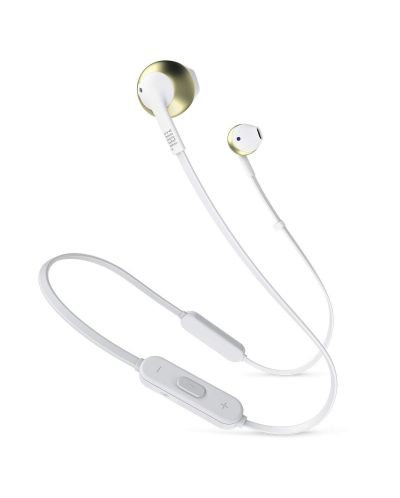 Ασύρματα ακουστικά JBL - T205BT, λευκά/χρυσαφί - 1