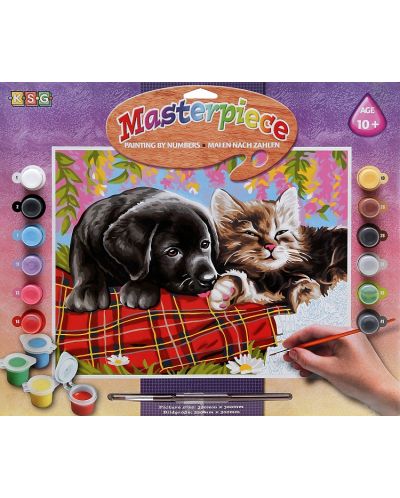 Δημιουργικό σετ ζωγραφικής KSG Crafts - Αριστούργημα, Σκυλί και γάτα - 1