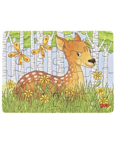 Ξύλινο παζλ Goki - Ζώα του δάσους, ποικιλία - 5