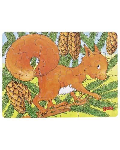 Ξύλινο παζλ Goki - Ζώα του δάσους, ποικιλία - 4