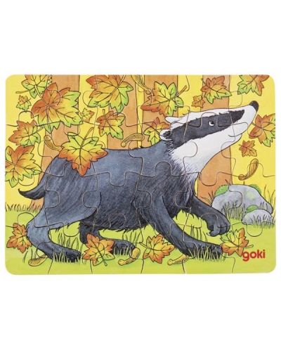 Ξύλινο παζλ Goki - Ζώα του δάσους, ποικιλία - 6