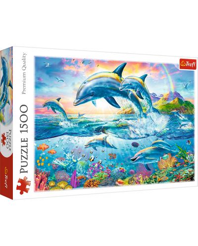 Παζλ Trefl 1500 κομμάτια - Οικογένεια δελφινιών - 1