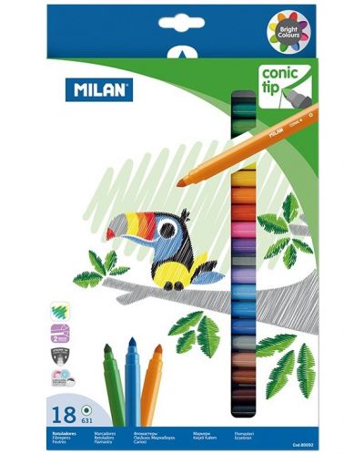 Σετ μαρκαδόροι 18 χρωμάτων Milan – Conic tip - 1