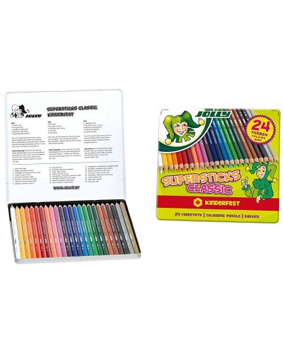 Σετ χρωματιστά μολύβια Jolly Kinderfest Classic - 24 χρώματα, μεταλλικό κουτί - 2