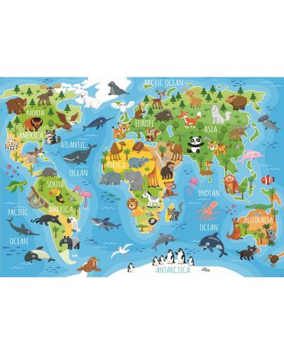 Παζλ Educa 150 κομμάτια - Παγκόσμιος χάρτης με ζώα - 2
