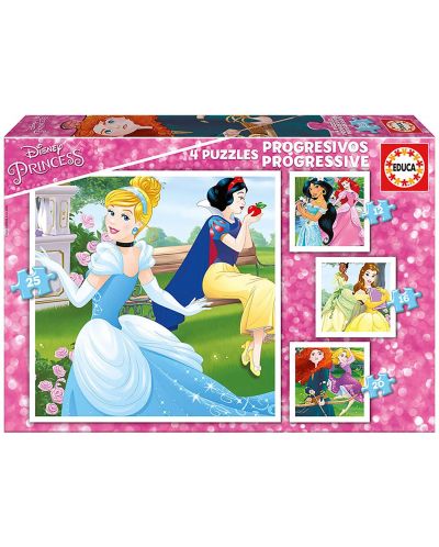 Παζλ Educa 4 σε 1 - Οι πριγκίπισσες της Disney - 1